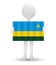 small 3d man holding a flag of Republic of Rwanda