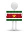 small 3d man holding a flag of Republic of Suriname