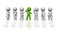 Small 3D people - green leader in the middle of a group
