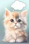 small adorable kitten on light background with thought bubble