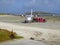 Small aircraft at beach airport