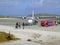 Small aircraft at beach airport