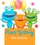 Small Alien Creature. Monster Party Invitation Card Design With Place For Text.