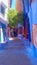 a small alley in the center of the medina of Chefchaouen - the blue city