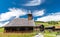 Small alpine village and church in Switzerland with traditional buildingswooden, wood, historic, old, Mutten, Obermutten, the Gris