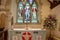Small Altar. Interior of St Peter Ad Vincula Church. Wisborough Green, Sussex, UK