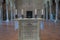 Small altar in the middle in the central nave of the Basilica of Sant `Apollinare in Classe, Ravenna, Italy