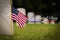 Small American flag at National cemetary - Memorial Day display -