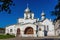 Small ancient orthodox church in Pskov in the summer