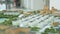 Small apartment buildings models in city in exhibition hall