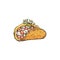 Small appetizer from tortilla or nachos, sketch vector illustration isolated.