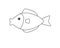 A small aquarium fish in a children`s style. Vector linear fish picture template for coloring. The inhabitants of the underwater w