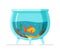 A small aquarium with goldfish isolated on a white background.