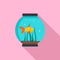 Small aquarium icon, flat style