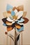 A small art with an acrylic of a geometric flower with an earth tone colors pattern