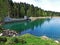 A small artificial lake on the Ijentaler Bach stream in the Obertoggenburg region, Nesslau - Canton of St. Gallen, Switzerland