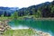 A small artificial lake on the Ijentaler Bach stream in the Obertoggenburg region, Nesslau - Canton of St. Gallen, Switzerland