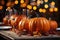 Small autumn pumpkins on a plate, bokeh 5