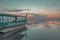 A small balinese passenger boat at sunrise