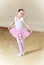 Small ballerina at dancing school