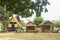 Small bamboo huts in rural area of Thailand