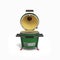 Small barbecue green color BBQ grill with open lid for outdoor prepare meat food front view 3d illustration on white