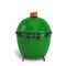 Small barbecue green color BBQ grill for outdoor prepare meat food back view 3d render on white