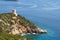Small bay with Ruins of Ancient Watchtower in Sardinia
