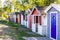Small beach houses in Ystad city in Skane, Sweden