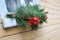 Small beautiful pine and red detail decoration for Christmas decoration