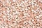 Small beige color round pebbles gravel background texture.