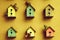 Small birdhouses background