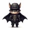 Small Black Cartoon Policeman In Batman Costume - Hyper-realistic Animal Illustration