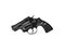 Small black gun revolver isolate on white background. Pocket pistol for self-defense. Ladies` revolver. Spy Weapon