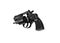 Small black gun revolver isolate on white background. Pocket pistol for self-defense. Ladies` revolver. Spy Weapon