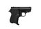 Small black modern pistol. Ladies` pistol. Weapons for hidden wearing