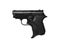 Small black modern pistol. Ladies` pistol. Weapons for hidden wearing