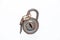 Small black round padlock on a white background