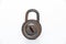 Small black round padlock on a white background