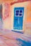 Small blue door acrylic painting