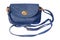 Small blue female bag with strap isolated