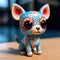 small blue girl vinyl dog toy decorated with geometric designs