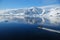 Small boat in antarctic landscape