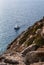 Small boat on the cliff in Majorca, Balearic islands