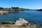 Small boat on a cove in the Mediterranean sea