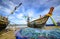 A small boat local fishery group is removing crabs, fish and sea creatures caught from their nets at Jomtien Beach