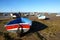 Small boats aground due to low tide