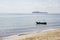 Small boats park by the sea. Small boats near the beach. Sandy beach at Sairee Beach, Chumphon Province