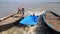 Small boats towed by M. V. DINGHY ship of The Bengal Tours Ltd. to Sundarbans, Bangladesh