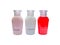 Small bottles of shampoo, conditioner and body lotion isolated